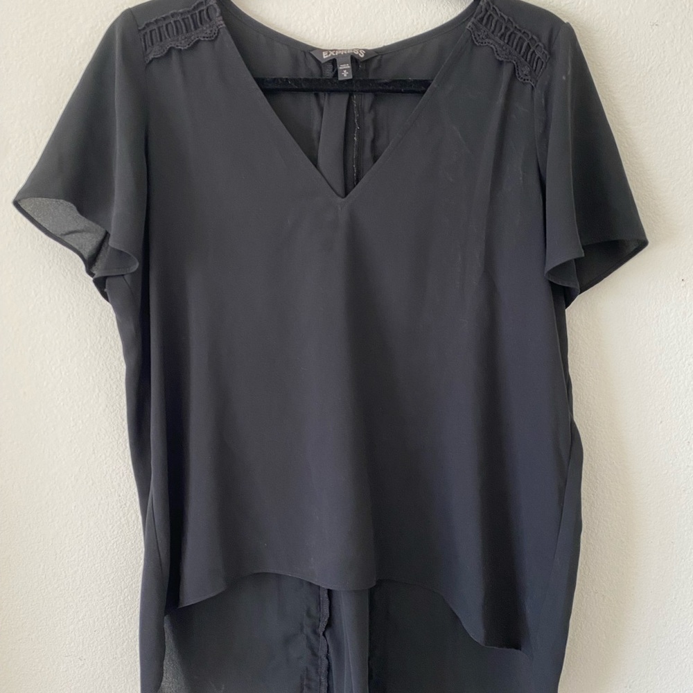 Express black asymmetrical top